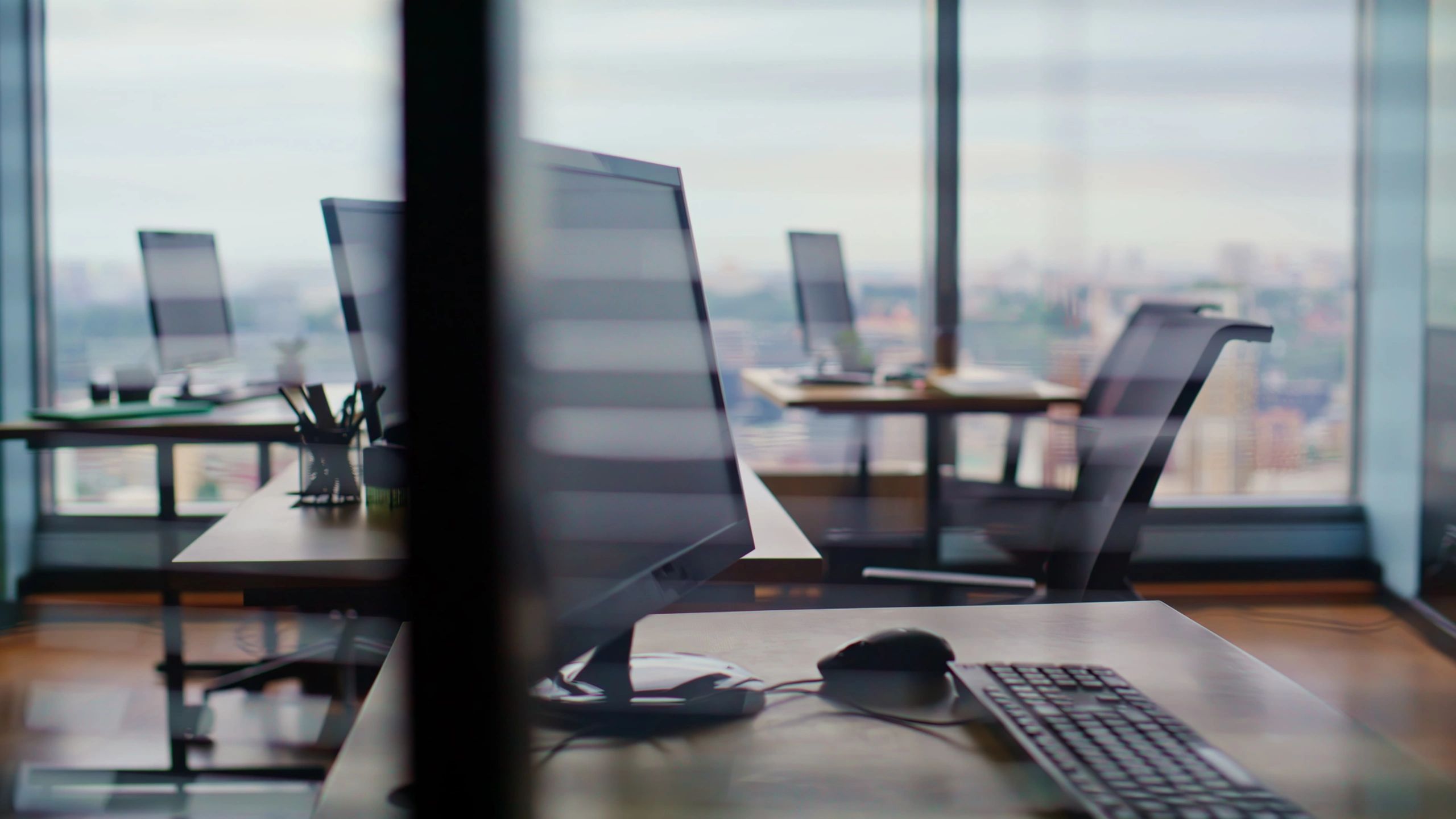 Modern office workspace prepared for business communication setup