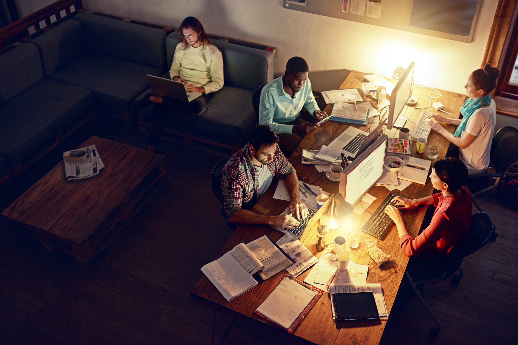 Team working together in an office environment
